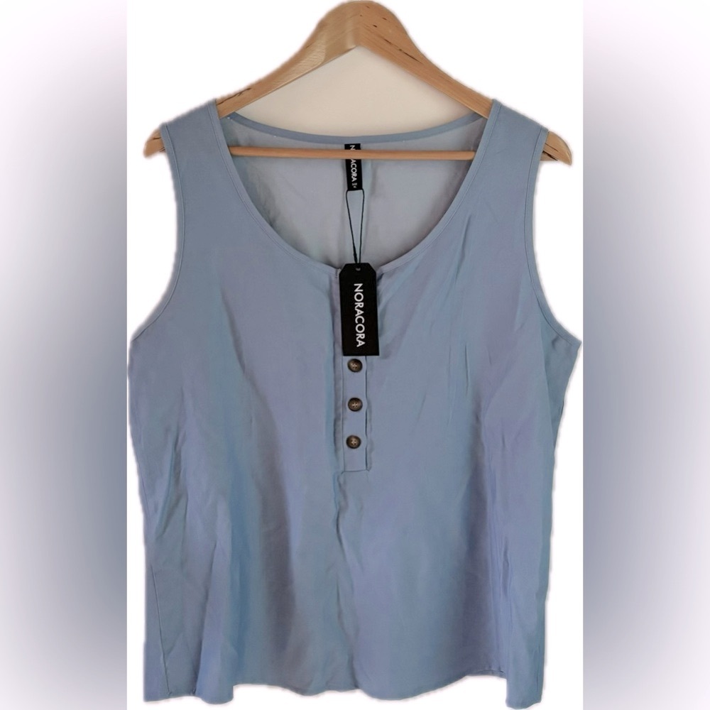 Light Blue Button-Front Tank Top (2 For $25)